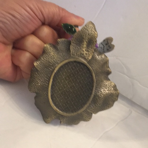 Dragonfly & Flower Ringholder Tray Trinket Enamel Over Heavy Metal With Crystals - Picture 8 of 8